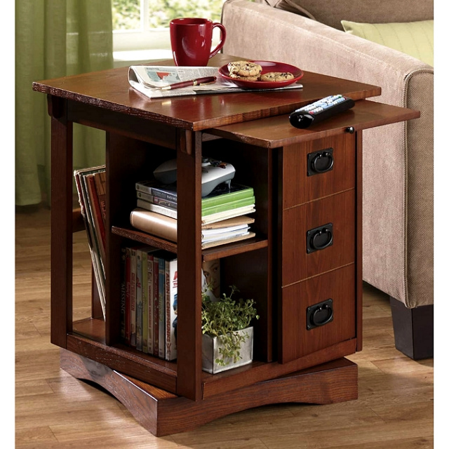 Mission Craftsman Walnut or Oak Side End Table Magazine Rack